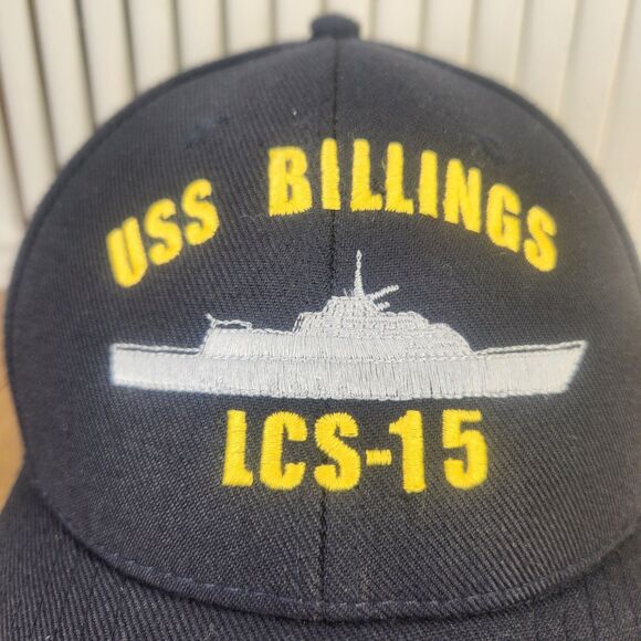 USS Billings LCS-15 Naval Ship Strapback Hat Cap Blue Navy USA Eagle Crest - Picture 3 of 10